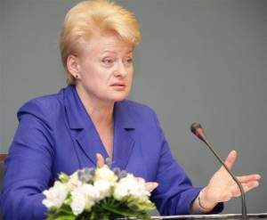 President Dalia Grybauskaitė answers a question at a recent press conference.