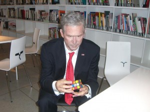 The former American head of state is determined to crack the puzzle. Photo by Viktorija Linikaitė.