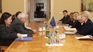 Lithuanian President Dalia Grybauskaitė (far left) made the announcement after meeting with Thomas Hammarberg, the Council of Europe's Commissioner for Human Rights at the Presidential Palace in Vilnius.