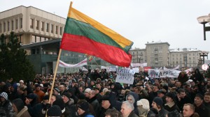 Despite the Pew poll numbers and the economic crisis the Jan. 16 Seimas riot, the largest protest in Lithuania so far this year, was not anti-capitalist but instead protesting higher taxes and public employee wage cuts. Photo by Nathan Greenhalgh.