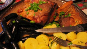Pork, blood sausage and potatoes is traditional Estonian fare for Christmas.