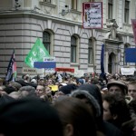 Students at Tuesday's Saeima protest. Photo by Thorsten. Chr. Pohlmann.