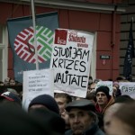 Students at Tuesday's Saeima protest. Photo by Thorsten. Chr. Pohlmann.