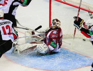There was little Edgars Masalskis could do to rescue his team as they went down 3-2. Photo used courtesy of Dinamo Riga.