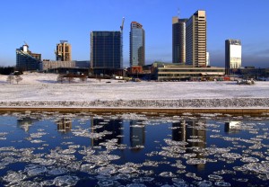 The Neris River, winding through Vilnius, never freezes over in winter thanks to the sewage produced by city residents.