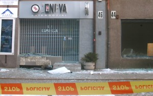 Police are unsure if the perpetrator of the explosion sought to rob the Ženeva watch shop or not.