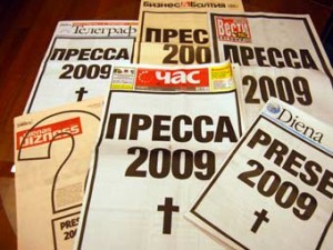 The Latvian press lambasted an increased VAT on print publications as a death sentence in 2009; however, the massive drop in advertising hurt much more.