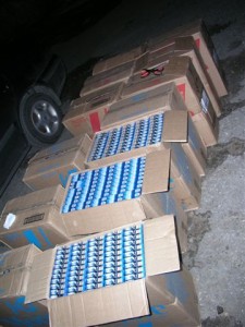 The smuggled cigarettes were found in cardboard boxes in the back of the cars. Photo used courtesy of the Võru Police Prefecture.