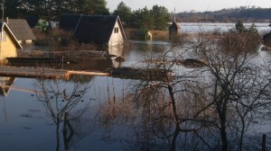 Multiple homes in Jurbarkas are underwater.