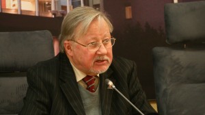 A prime figure of Lithuania's independence movement, Vytautas Landsbergis touched on many issues during the hour-and-a-half press conference. Photo by Adam Mullett.